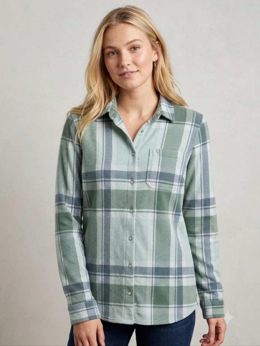 Orvis Mint & Sage Plaid Utility Shirt-Jacket